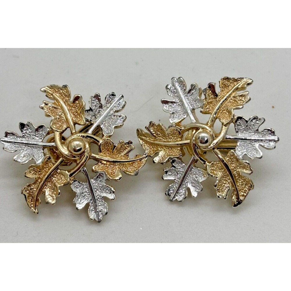 Earrings Mixed Metals Autumn Leaf Vintage Sarah‎ Coventry Clip on